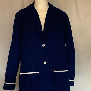 Navy blue blazer with the white trim